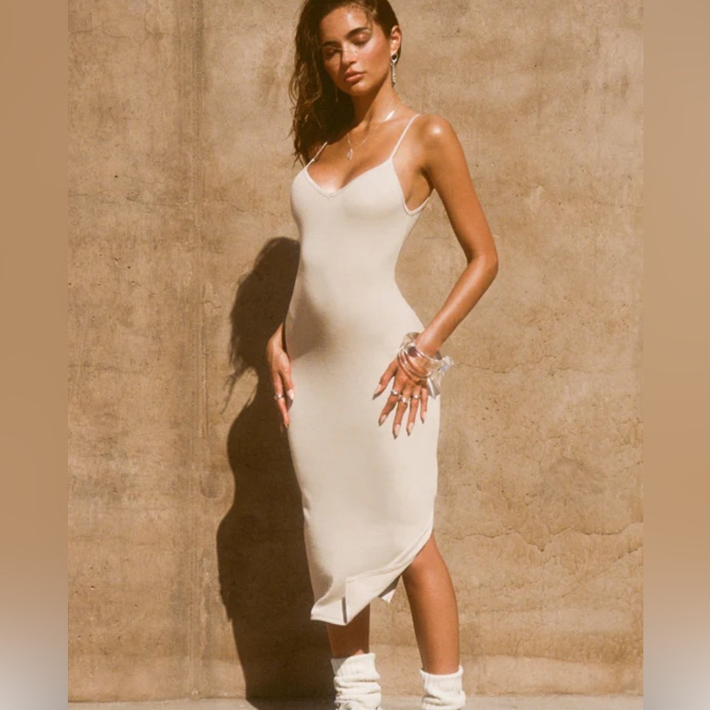 JOAH BROWN V-Neck Dress NWOT - XS/S -Dune rib